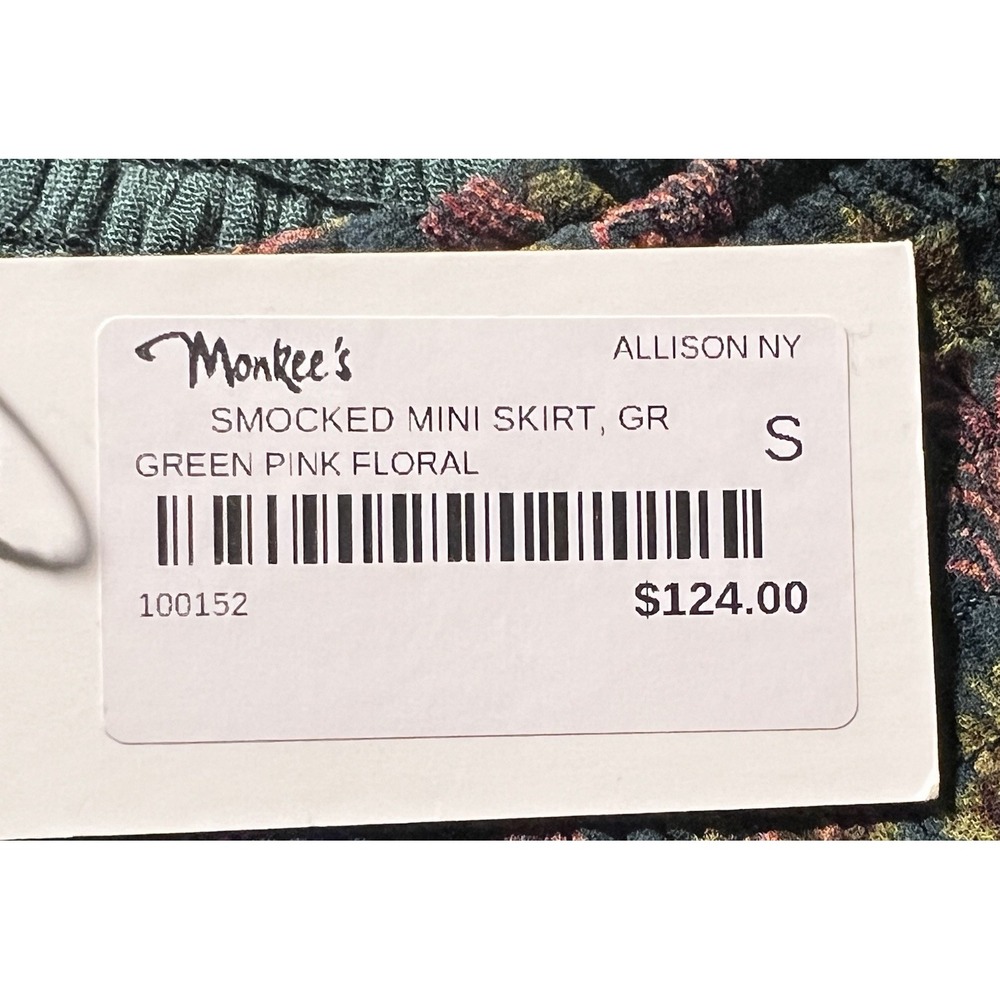 Allison New York Smoked Green Pink Floral Pull On Mini Skirt Sz Small - Picture 9 of 11